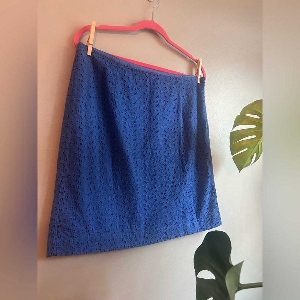 L.L. Bean Blue A-Line Skirt Casual size 12